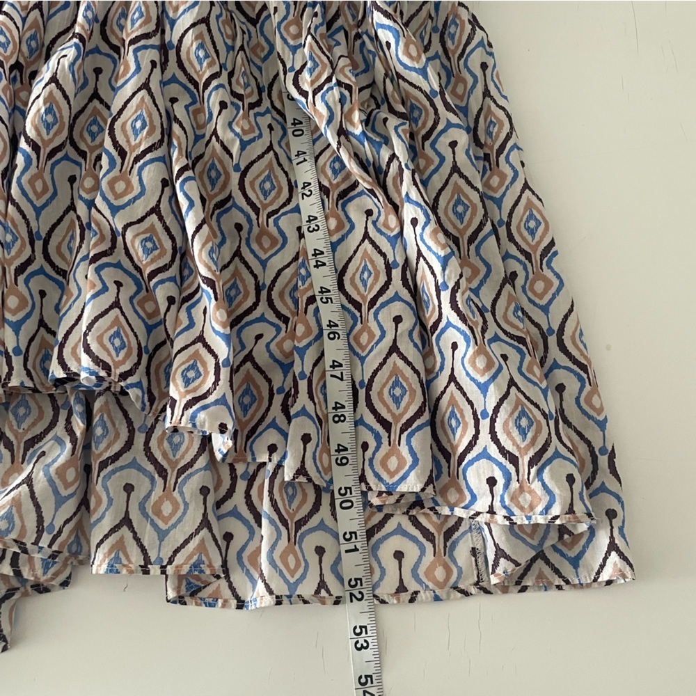 ZARA Dress Womens XL Brown Blue Patchwork Tiered Long Flowy Bohemian Cotton NWT - Picture 4 of 13